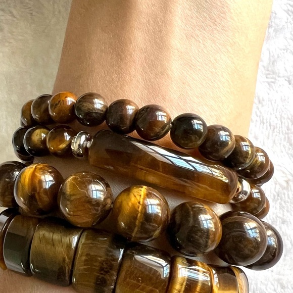 Mahogany Obsidian, Dalmatian Jasper, Pink Zebra, Lepidolite Mala ID Bracelet - Picture 4 of 5